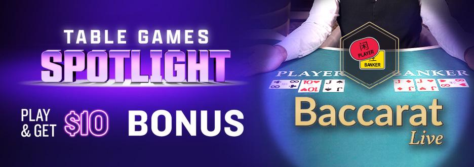 Opt in and play $50+ on any Baccarat game to get $10 in Casino Bonus! Don’t wait – Offer ends Thursday, 10/17.