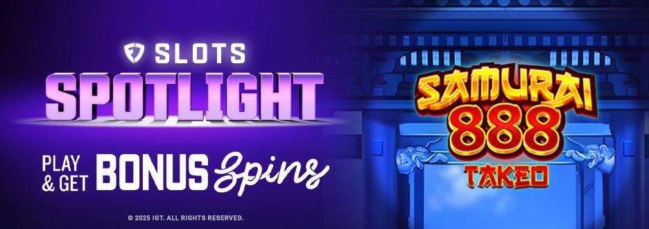 Opt in starting on 5/12, bet $50+ on Samurai 888 Takeo, to get 15 Bonus Spins on Huff N' Even More Puff. Offer ends Thursday, 5/15.