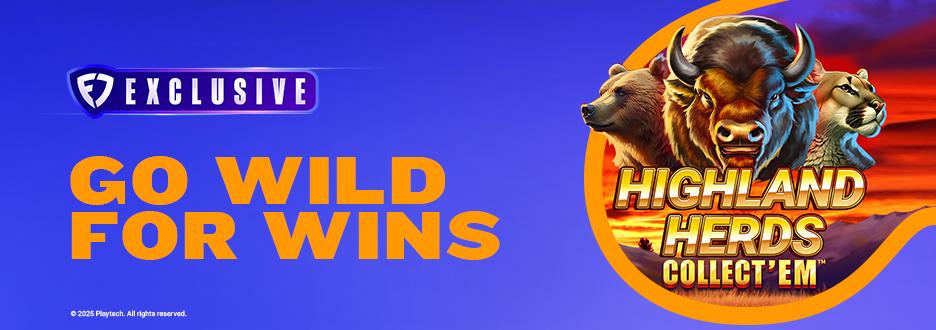 Bison-sized wins await! Collect prizes, free spins, and wild wins when you play Highland Herds Collect’Em – now available only on FanDuel Casino! 
