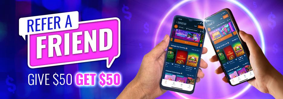 Score a Bonus when you invite friends and they sign up and play Casino. Spread the word, then play your favorite games on us. Plus, your friends will get a Bonus too!