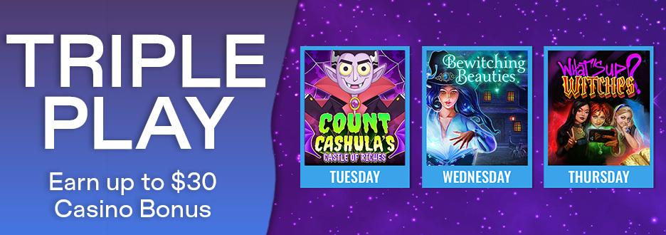 Wager $50 on "Bewitching Beauties" and Get a $5 Casino Bonus! Offer expires October 21 at 11:59pm ET. 