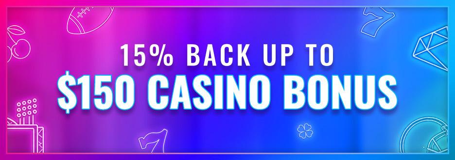 Play any slot game and receive 15% back on net losses, up to $150 in Casino Bonus. Offer expires October 5 at 10:30pm ET!