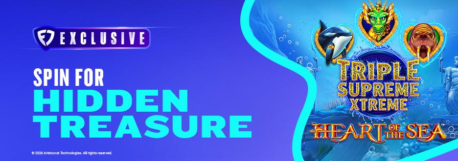 Set sail in search of a great bounty beneath the waves when you play Triple Supreme Xtreme Heart Of The Sea – only on FanDuel Casino!
