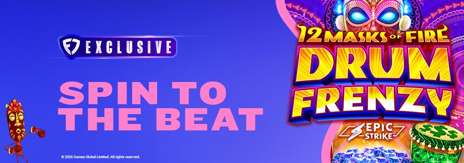 Journey into the Savannah for a chance to discover ancient wins when you play 12 Masks of Fire Drum Frenzy–only on FanDuel Casino! Journey into the Savannah for a chance to discover ancient wins when you play 12 Masks of Fire Drum Frenzy–only on FanDuel Casino!