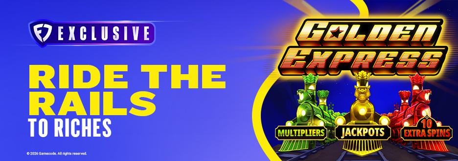 All aboard for your chance at fast-paced wins when you play Golden Express – now available, only on FanDuel Casino! All aboard for your chance at fast-paced wins when you play Golden Express – now available, only on FanDuel Casino!