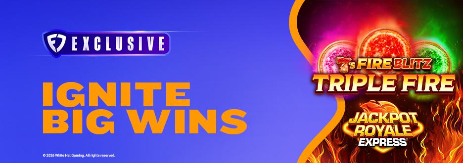 Ignite the reels for a chance at fiery hot wins when you play 7s Fire Blitz Triple Fire Jackpot Royale Express–only on FanDuel Casino! Ignite the reels for a chance at fiery hot wins when you play 7s Fire Blitz Triple Fire Jackpot Royale Express–only on FanDuel Casino!