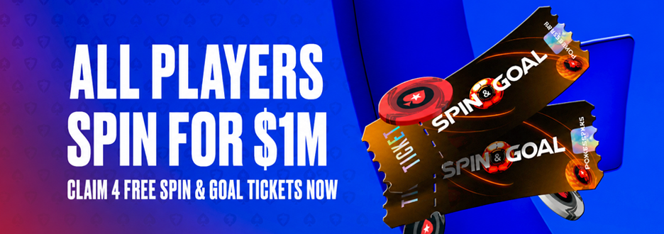 All Poker Players receive 4 Free Spin & Goal Tickets!