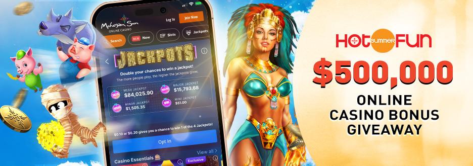 Enter for a chance to win a portion of the Hot Summer Fun $500,000 Casino Bonus Prize Pool Drawing!