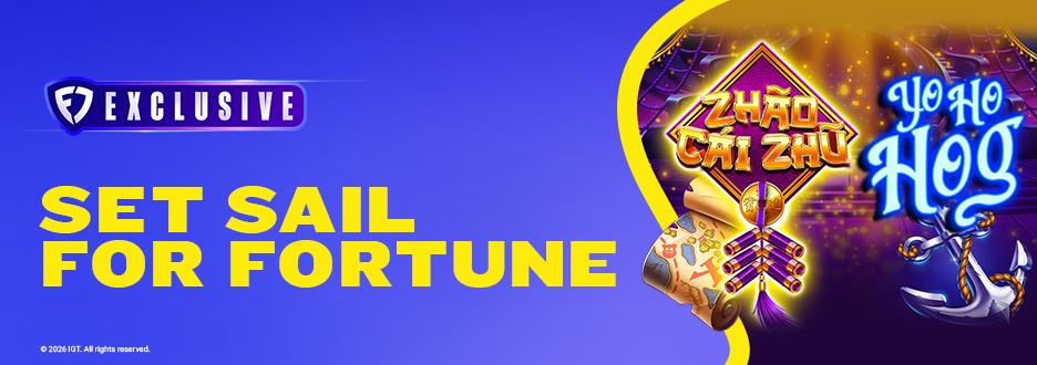 Every spin a plundering good time when you play Zhao Cai Zhu: Yo Ho Hog – only available on FanDuel Casino! 