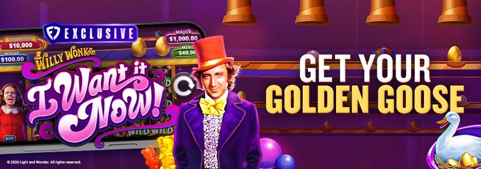 Egg-citing jackpots await on our newest WILLY WONKA slot game! Play WILLY WONKA: I Want It Now – only on FanDuel Casino.