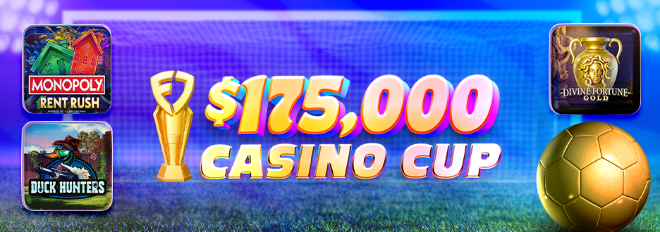 Play the new eligible slot games to rack up points before The Casino Cup ends on Sunday. Don’t forget–another $50,000 in Casino Bonus is up for grabs this weekend!