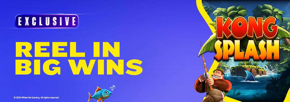 Spin for your chance to reel in big wins when you play Kong Splash!
