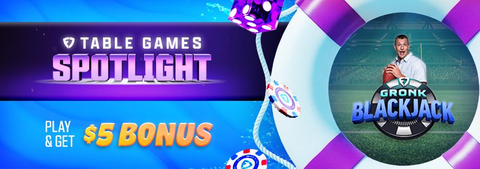 Opt in and play $50+ on Gronk Blackjack to get $5 in Casino Bonus! Don’t wait – offer ends Thursday 9/24