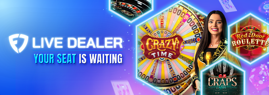 Head to the Live Dealer Studio to play in real-time with live dealers! Check out games like Crazy Time, Red Door Roulette, Lightning Roulette and Craps.