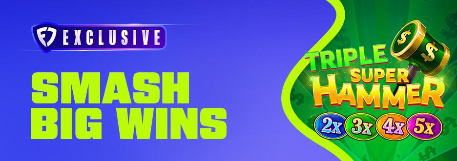 Harness the power of the hammer and spin for your chance to smash big wins when you play Triple Super Hammer 2x3x4x5x, only on FanDuel Casino!