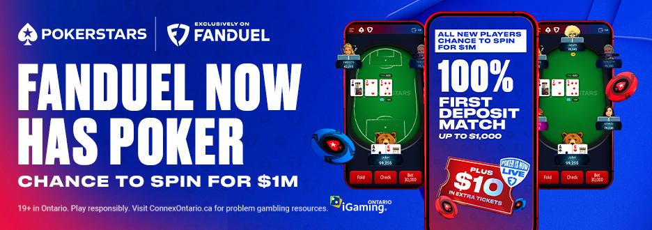 Visit PokerStars to opt in and deposit to get a 100% Deposit Match up to $1,000