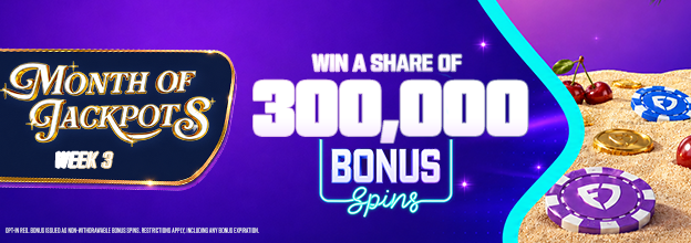 Welcome to the Month Of Jackpots!!! Opt-in now and wager $10+ 4/7 DAYS on Slots to earn an equal share of 300,000 Bonus Spins🎉🎰