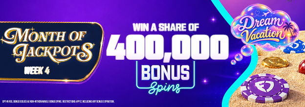 Welcome to the Month Of Jackpots!!! Opt-in now and wager $10+ 4/7 DAYS on Slots to earn an equal share of 400,000 Bonus Spins🎉🎰