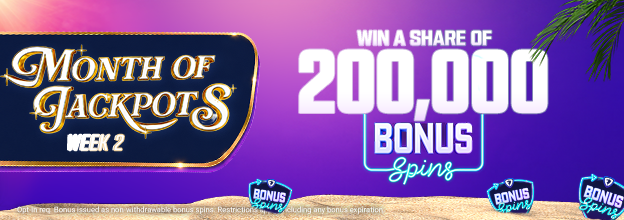 Welcome to the Month Of Jackpots!!! Opt-in now and wager $10+ 4/7 DAYS on Slots to earn an equal share of 200,000 Bonus Spins🎉🎰